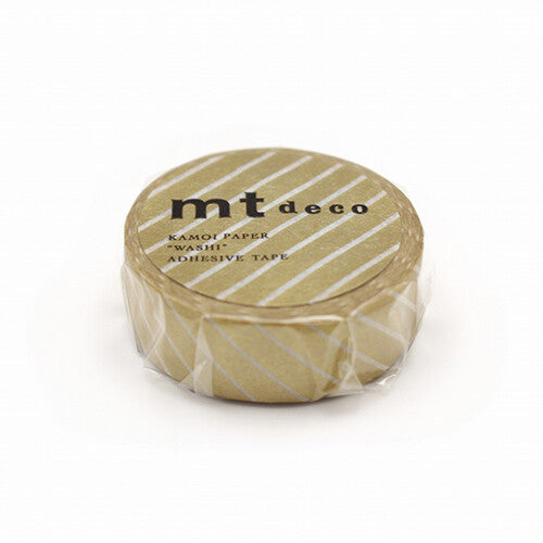 15mm Roll of Tape - Thick Stripes - Gold