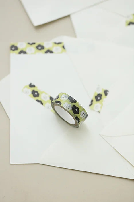 x SOU SOU - 15mm Roll of Tape - Smile Flowers - Green