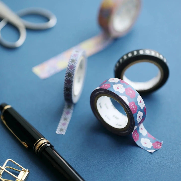 x SOU SOU - 15mm Roll of Tape - Smile Flowers - Navy Blue