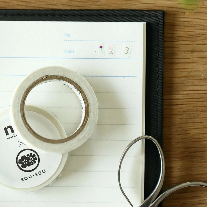 x SOU SOU - 7mm Roll of Tape - Floral Numbers