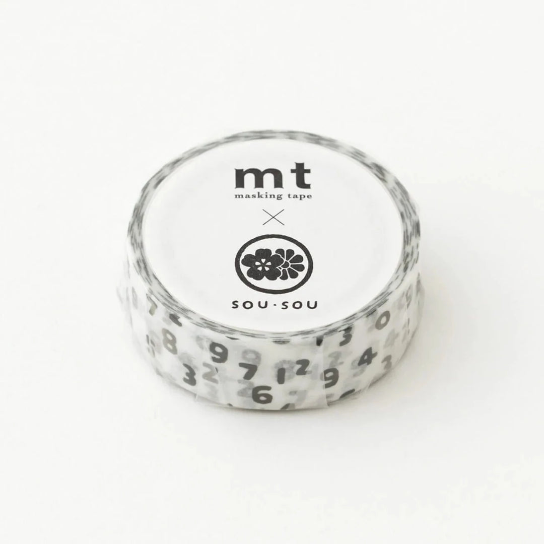 x SOU SOU - 15mm Roll of Tape - Numbers - White