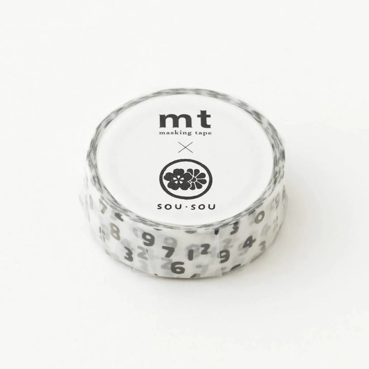 x SOU SOU - 15mm Roll of Tape - Numbers - White