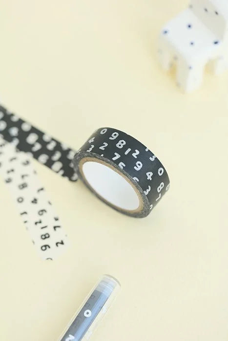 x SOU SOU - 15mm Roll of Tape - Numbers - Black