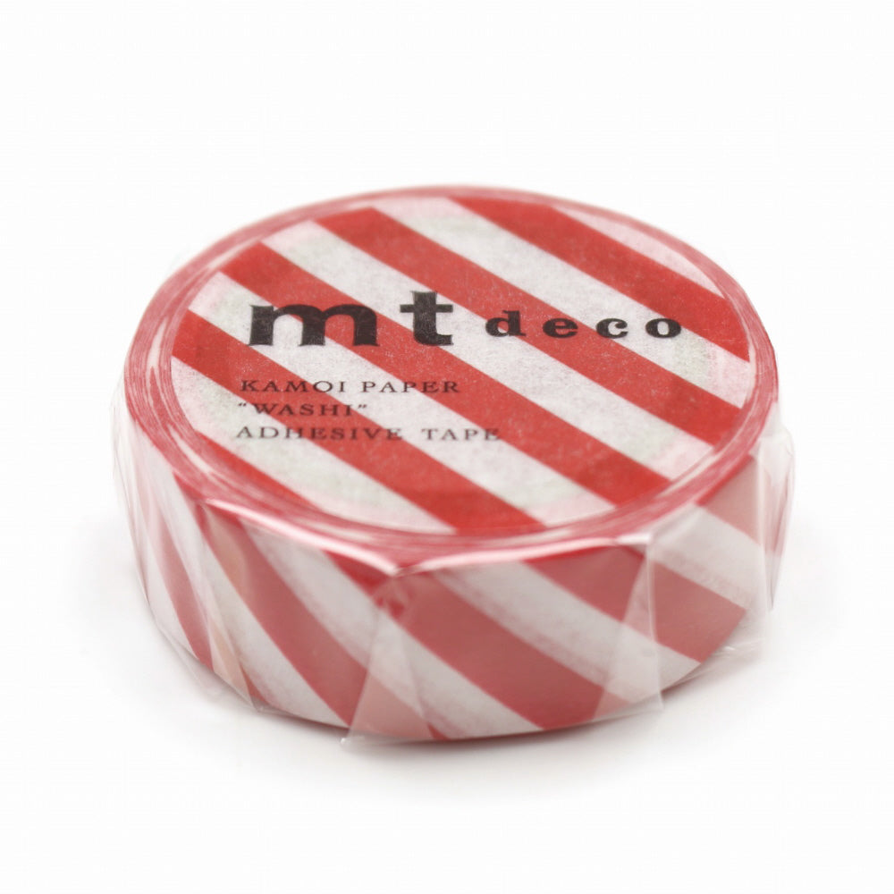 15mm Roll of Tape - Stripes - Red