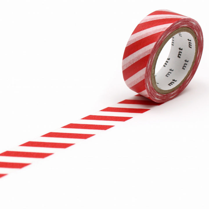 15mm Roll of Tape - Stripes - Red