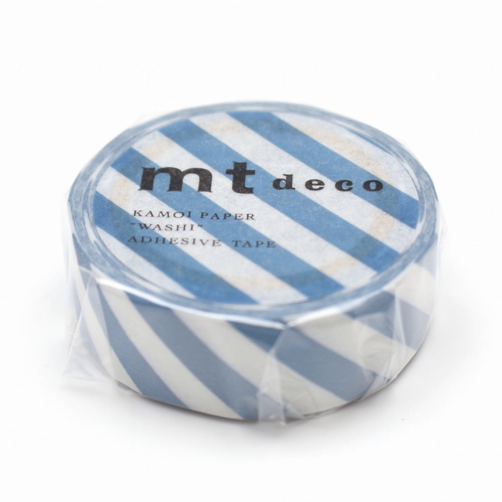 15mm Roll of Tape - Stripes - Grey Blue