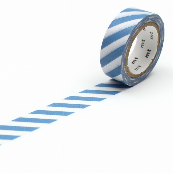 15mm Roll of Tape - Stripes - Grey Blue