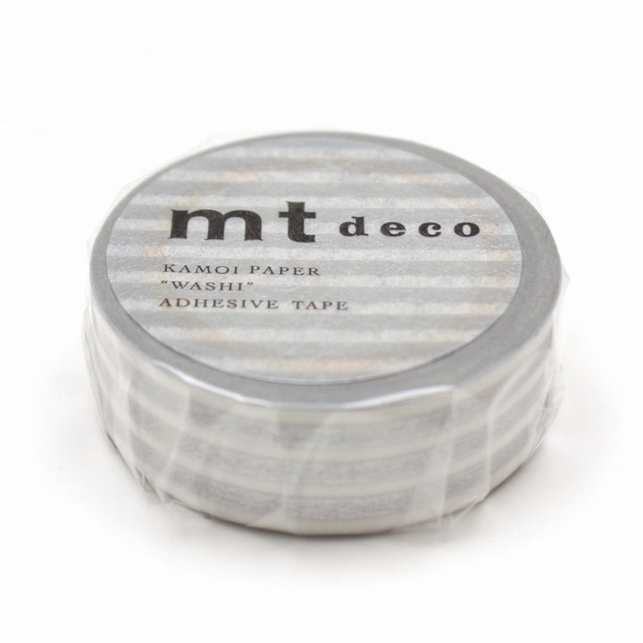 15mm Roll of Tape - Striped Border - Silver