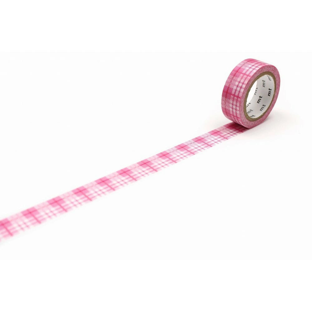 15mm Roll of Tape - Checkered - Light Pink