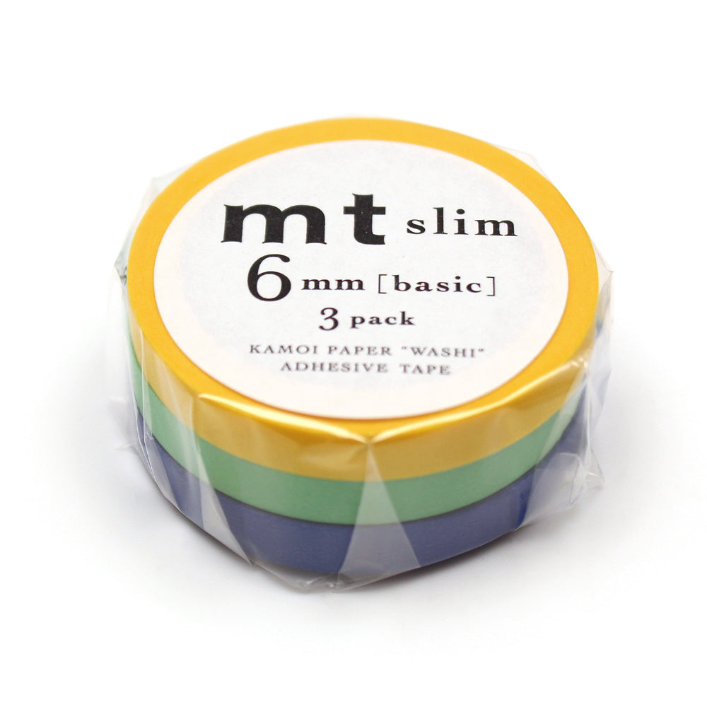 6mm Slim Tape - Set of 3 - Yellow / Green / Blue