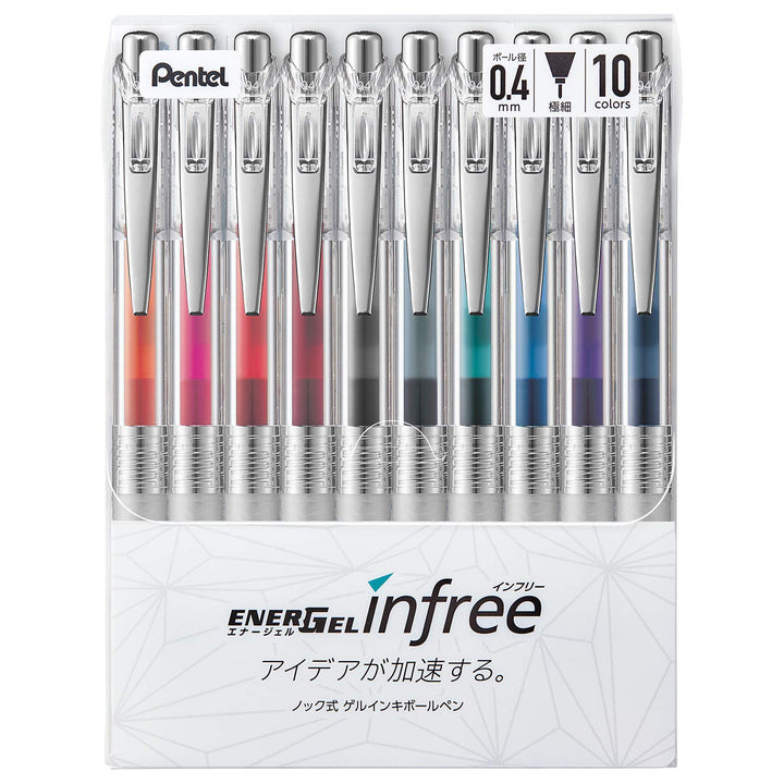 Energel Infree Gel Pen - Set of 10