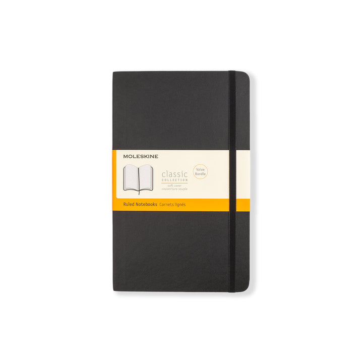 Classic Soft Cover Large Notebook Set of 2 - Black - Lined