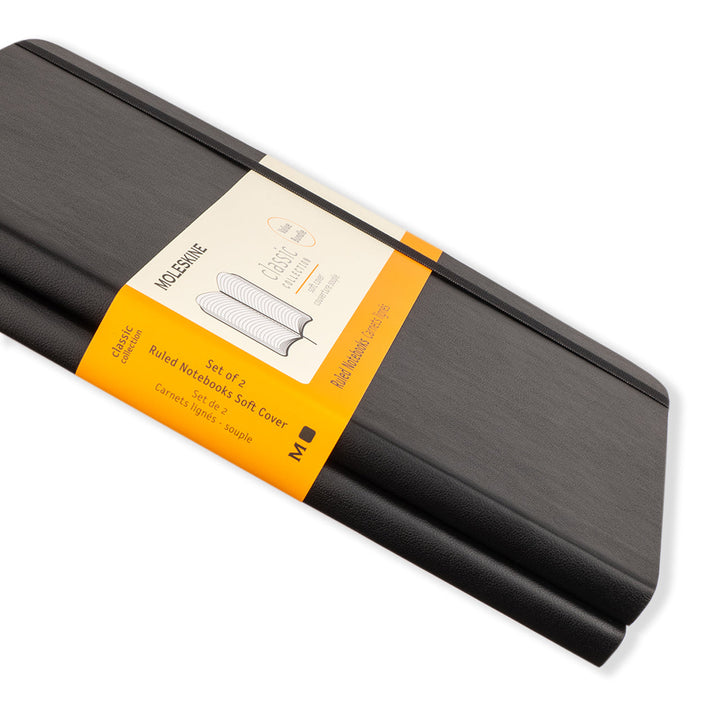 Classic Soft Cover Large Notebook Set of 2 - Black - Lined