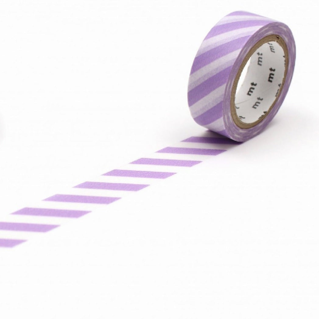 15mm Roll of Tape - Stripes - Lilac
