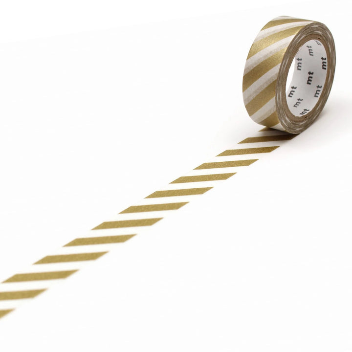 15mm Roll of Tape - Stripes - Gold