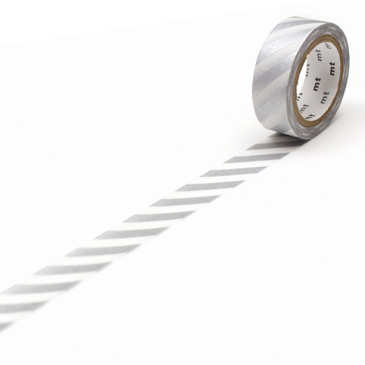 15mm Roll of Tape - Stripes - Silver