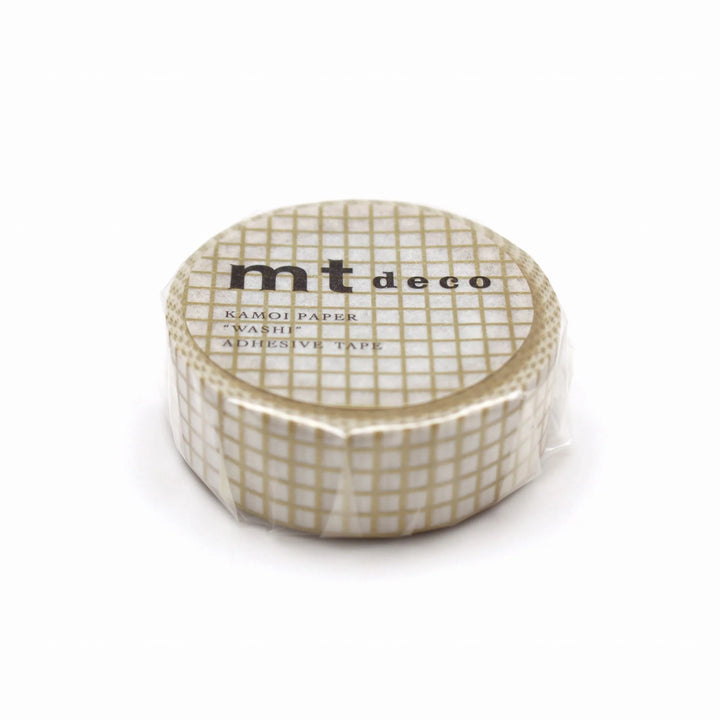 15mm Roll of Tape - Grid - Gold