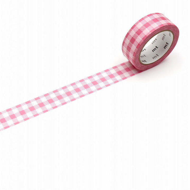 15mm Roll of Tape - Gingham Check - Red