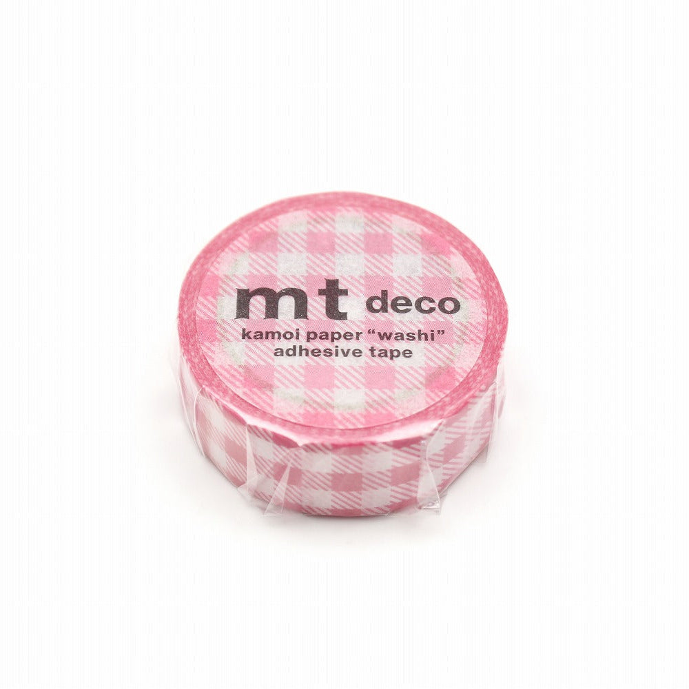 15mm Roll of Tape - Gingham Check - Red