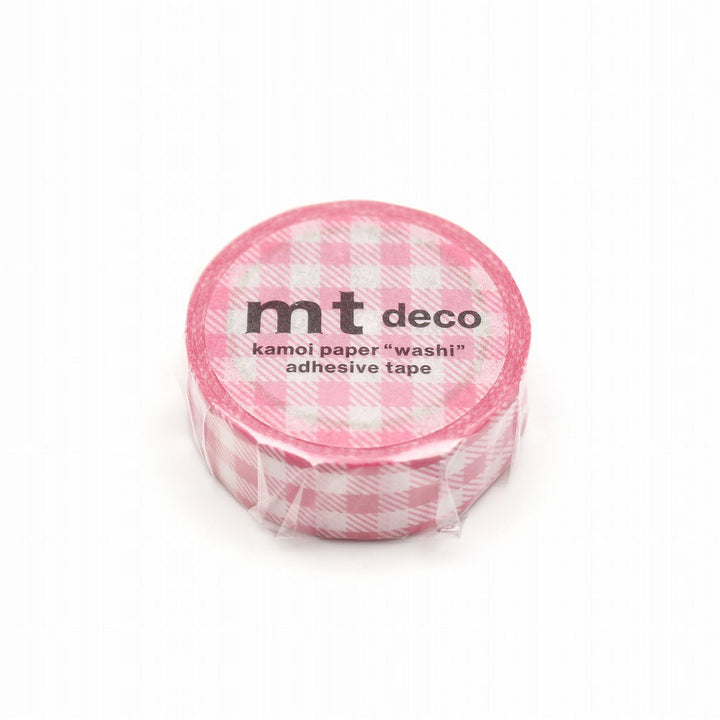 15mm Roll of Tape - Gingham Check - Red