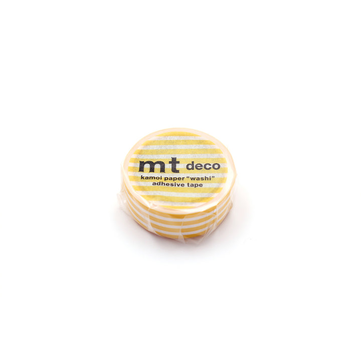 15mm Roll of Tape - Striped Border - Dandelion Yellow
