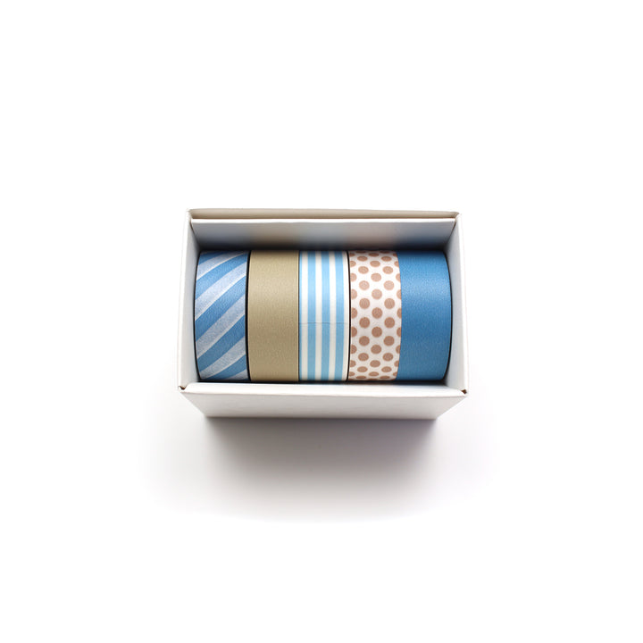 Boxed Set of 5 Tapes - Soft Blue & Gold