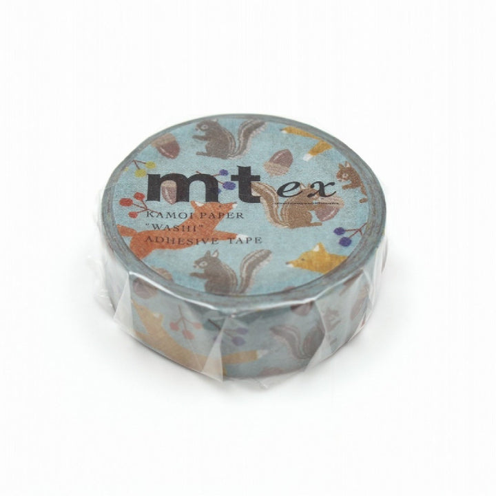 Decorative tape with floral pattern and 'mt ex' branding on a white background