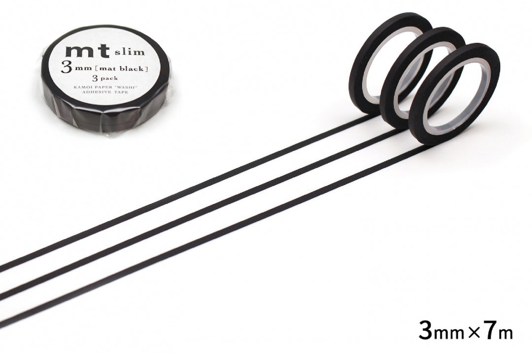3mm Extra Slim Tape - Pack of 3 - Black