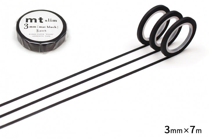 3mm Extra Slim Tape - Pack of 3 - Black