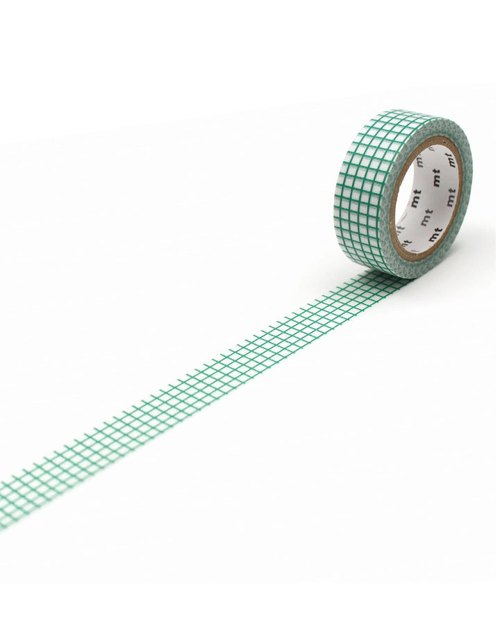 15mm Roll of Tape - Grid - Green
