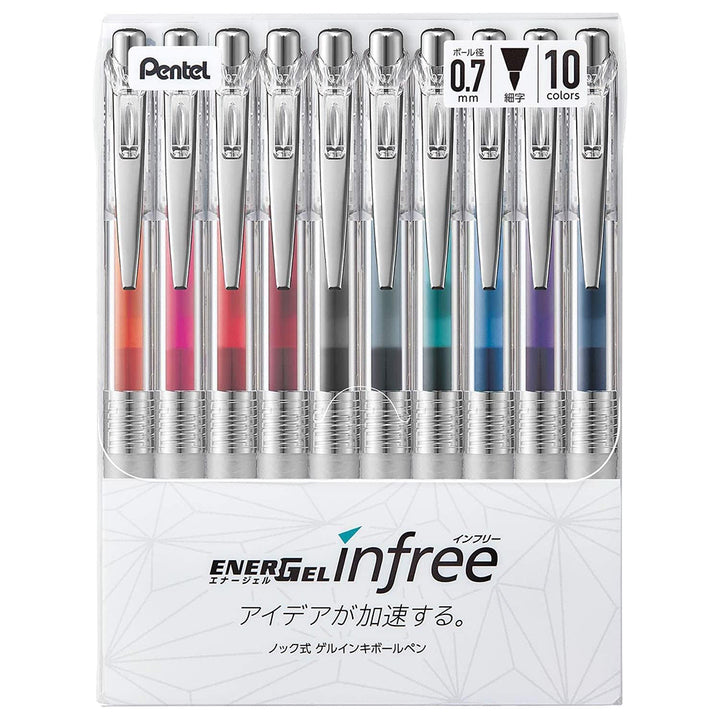 Energel Infree Gel Pen - Set of 10