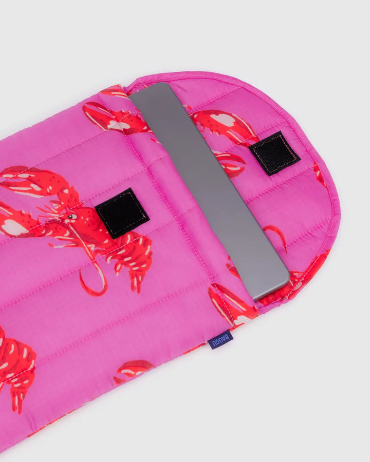 Puffy Laptop Sleeve 13" - Pink Lobster