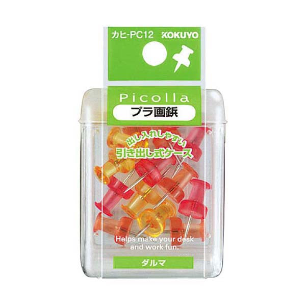 Picolla Plastic Thumbtacks – Daruma Type – Red – 15 pcs