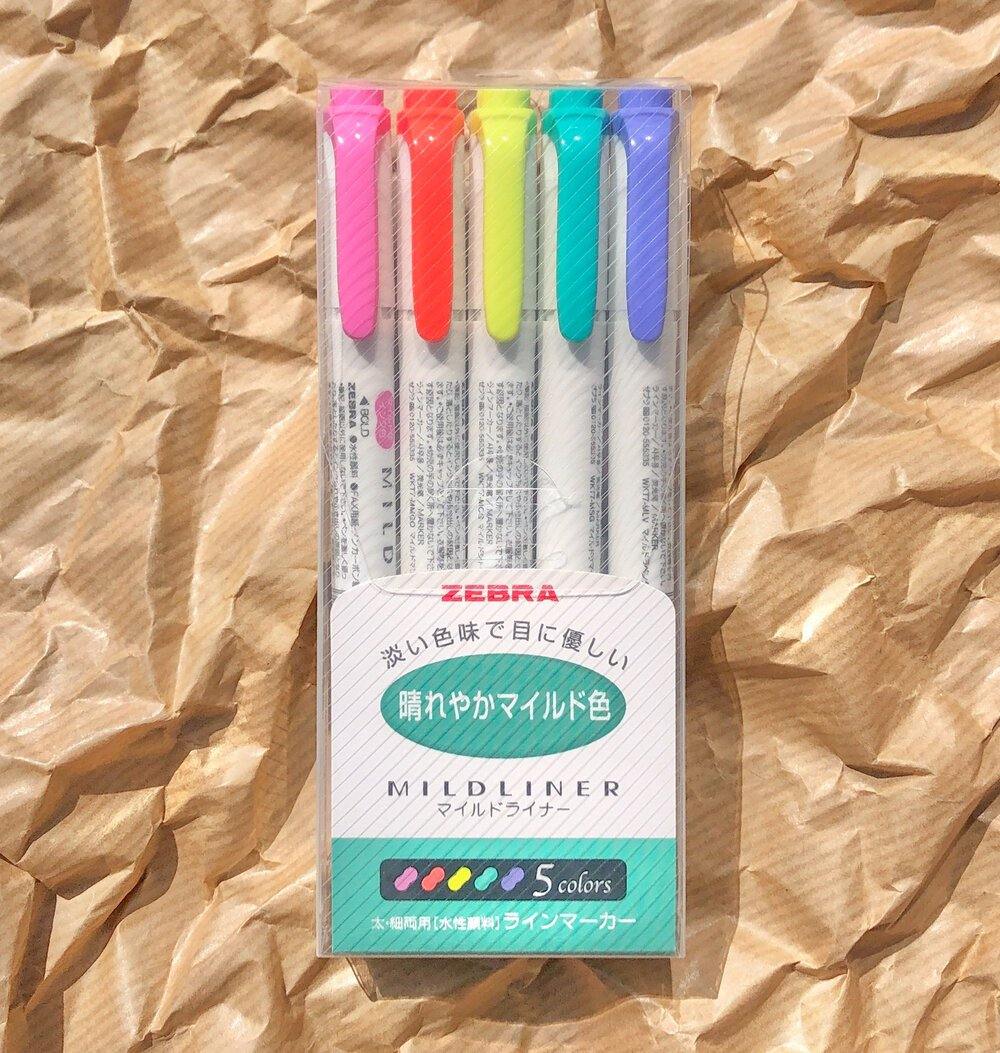 Mildliner Highlighter Markers Set of 5 - Refresh Bright - tactile sensibility