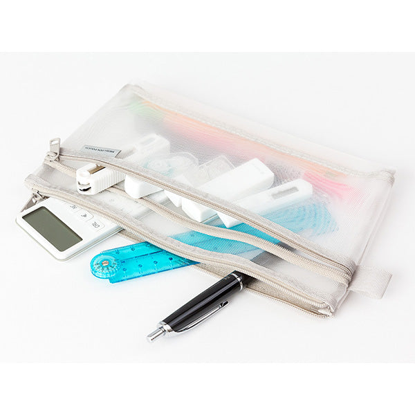 Mesh Pencil Case Pouch - Medium - Grey