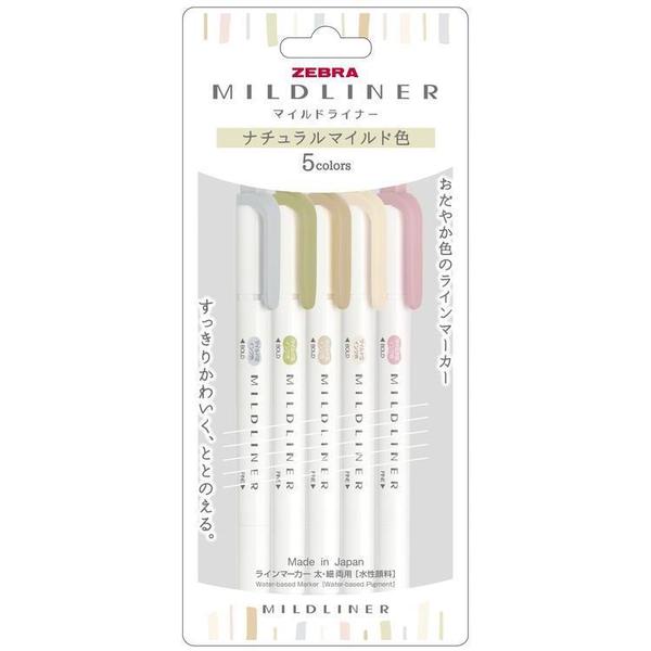 Mildliner Highlighter Markers Set of 5 - Natural