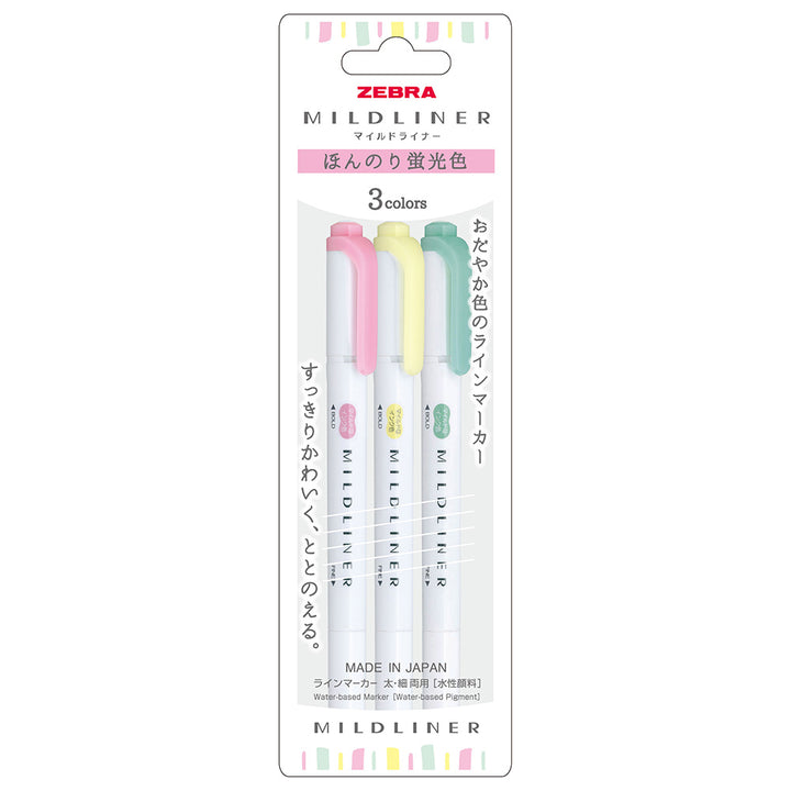 Mildliner Highlighter Markers - Set of 3 or 5 - Light Fluorescent