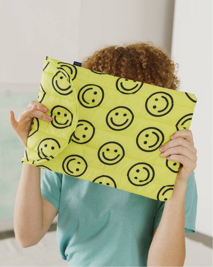 Puffy Laptop Sleeve 16" Case - Yellow Happy