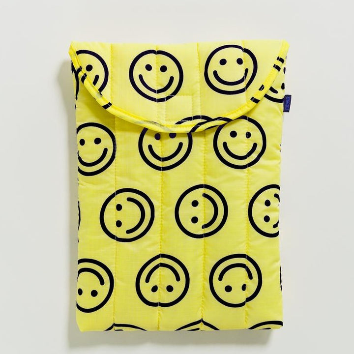 Puffy Laptop Sleeve 13" Case - Yellow Happy