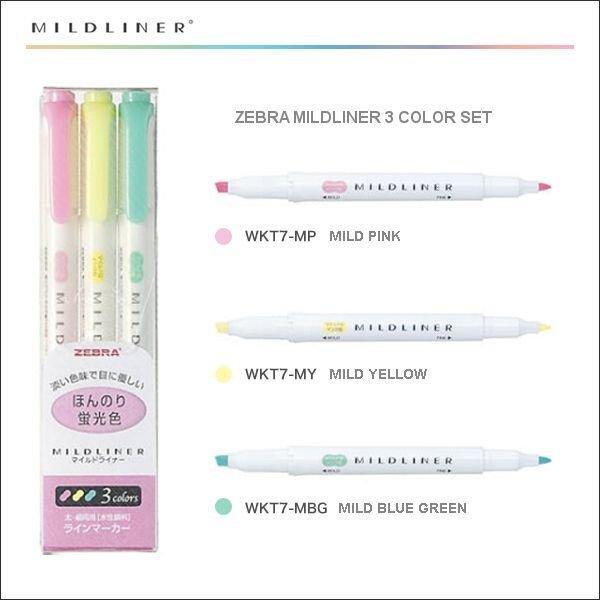 Mildliner Highlighter Markers - Set of 3 or 5 - Light Fluorescent