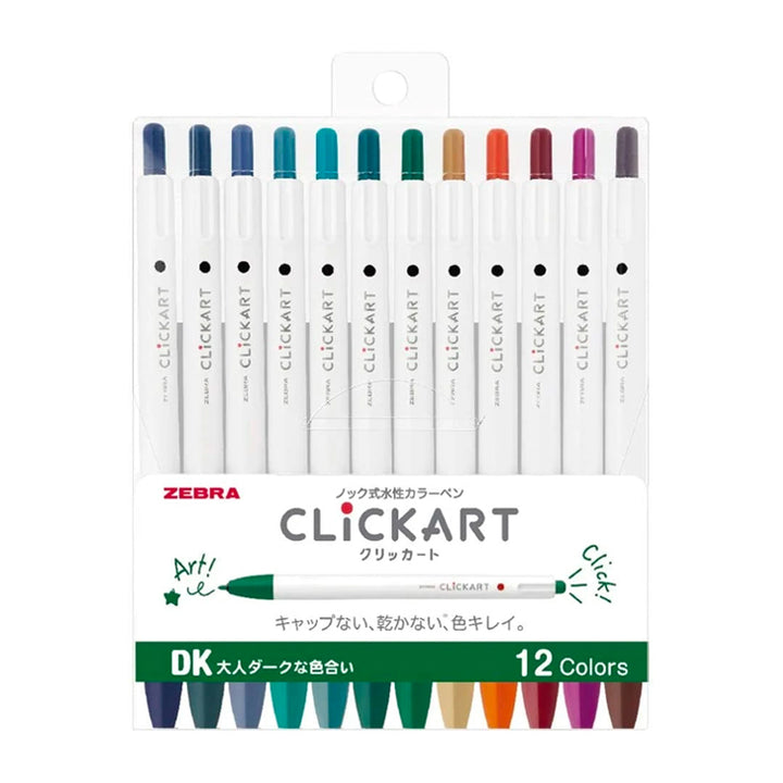 ClickArt Retractable Markers - Set of 12 - Dark