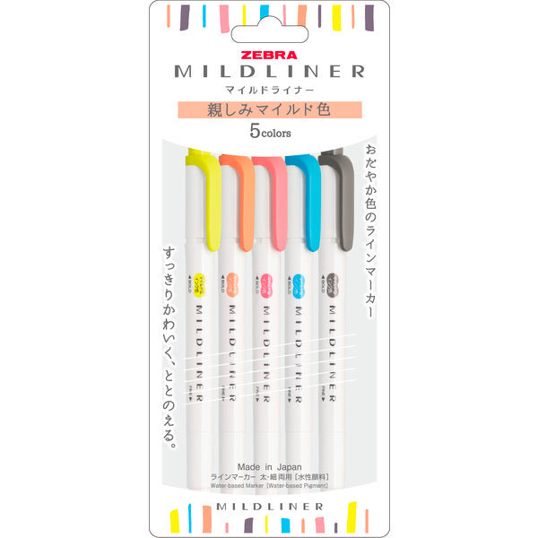 Mildliner Highlighter Markers Set of 5 - Friendly