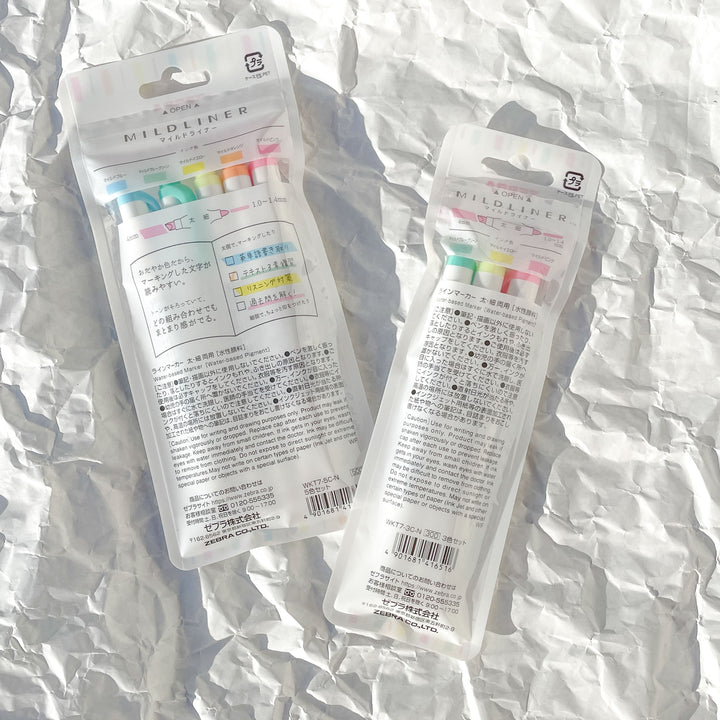 Mildliner Highlighter Markers - Set of 3 or 5 - Light Fluorescent