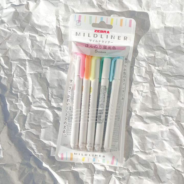 Mildliner Highlighter Markers - Set of 3 or 5 - Light Fluorescent