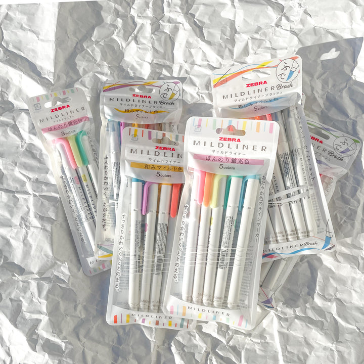 Mildliner Highlighter Markers - Set of 3 or 5 - Light Fluorescent