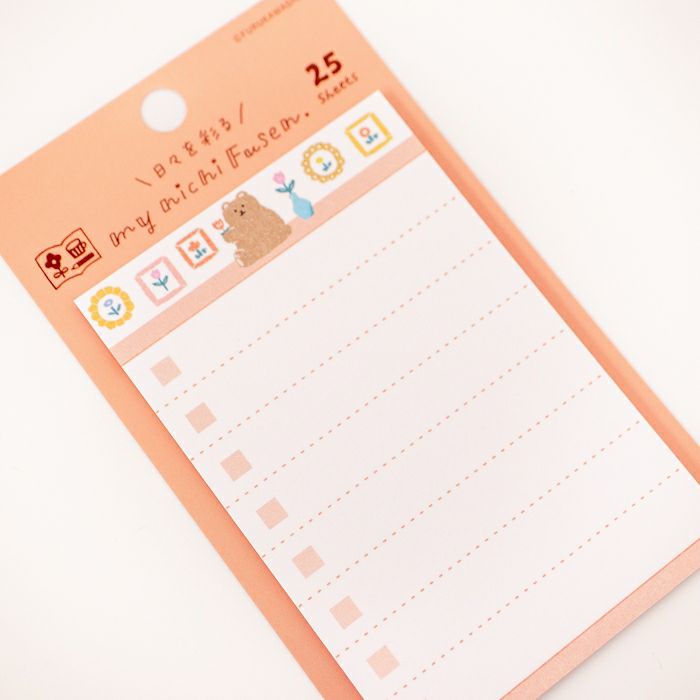 Sticky Notes Vertical - Checklist with Bear and Flowers