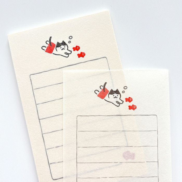 Soebumi-Sen Note Papers - Cat & Goldfish