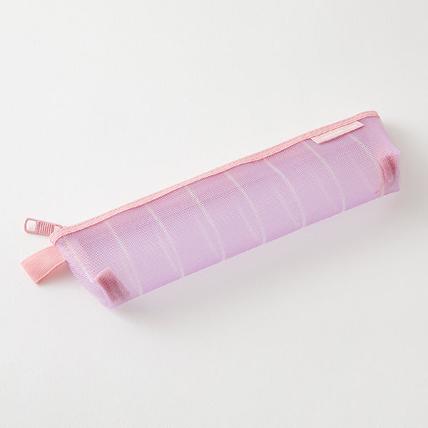 Mesh Pencil Case Pouch - Small - Striped Purple