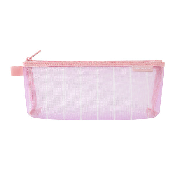 Mesh Pencil Case Pouch w/ Gusset - Striped Purple
