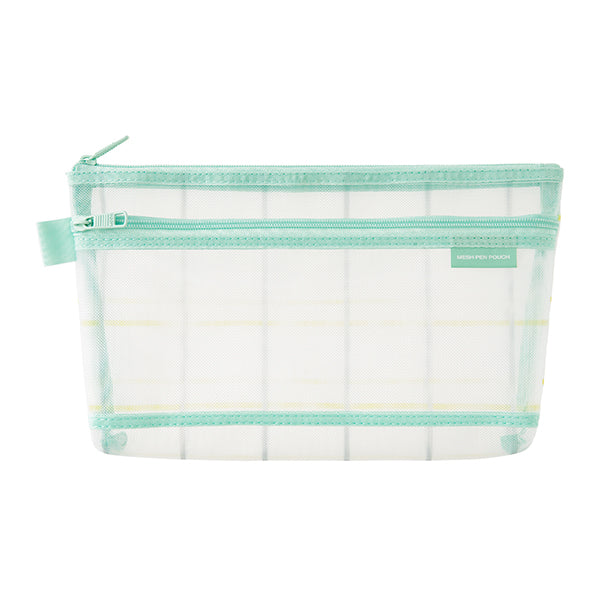 Mesh Pencil Case Pouch - Medium - Checkered Green